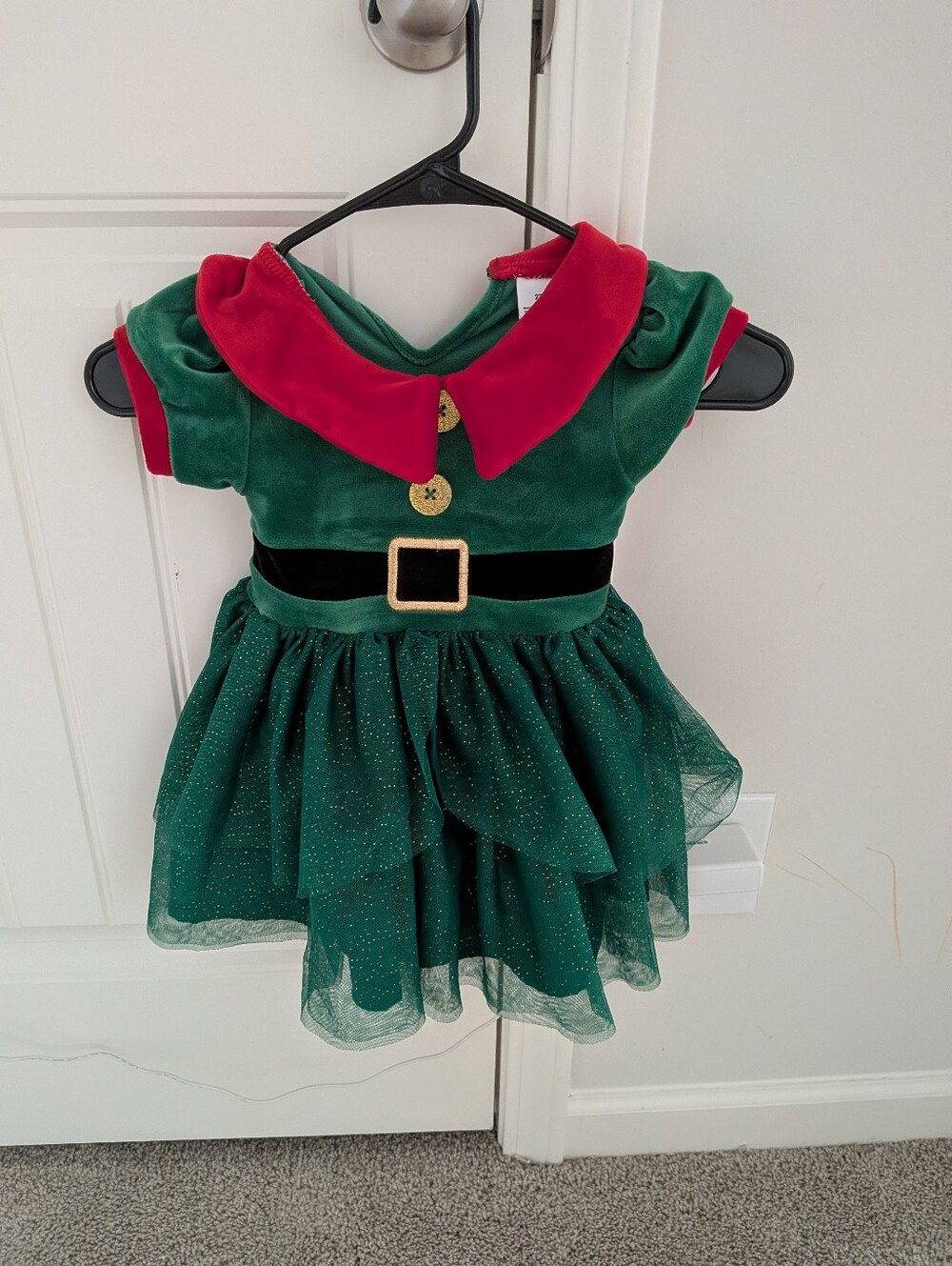 Girls Green and Red Holiday Elf Costume Dress